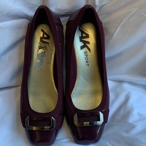 Anne Klein Burgundy Flats with Buckle Detail